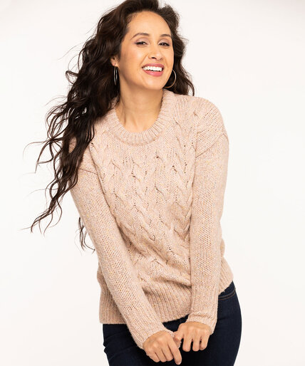 Mixed Yarn Cable Knit Sweater Image 1