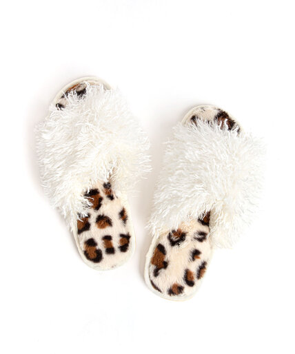 Fuzzy Leopard Slippers Image 1
