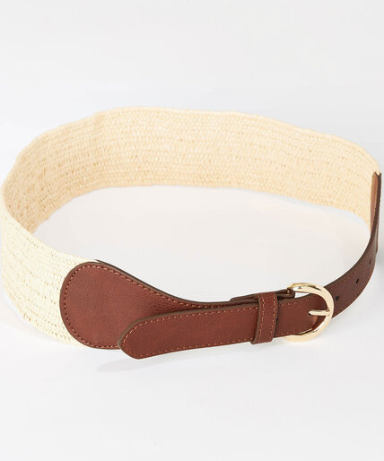 Straw Stretch Belt with Tapered Detail Image 3