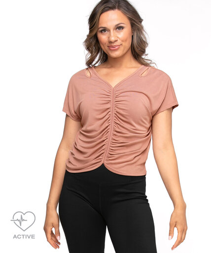 Ruched Front Cutout Active Top Image 1