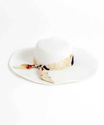 Wide-Brim Straw Hat with Sash Image 1