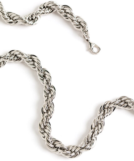 Silver Twisted Rope Necklace Image 3
