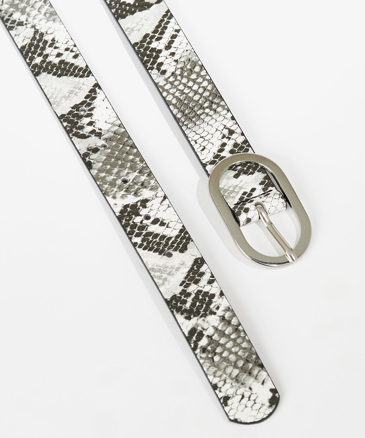 Snake Skin Belt with Oval Buckle