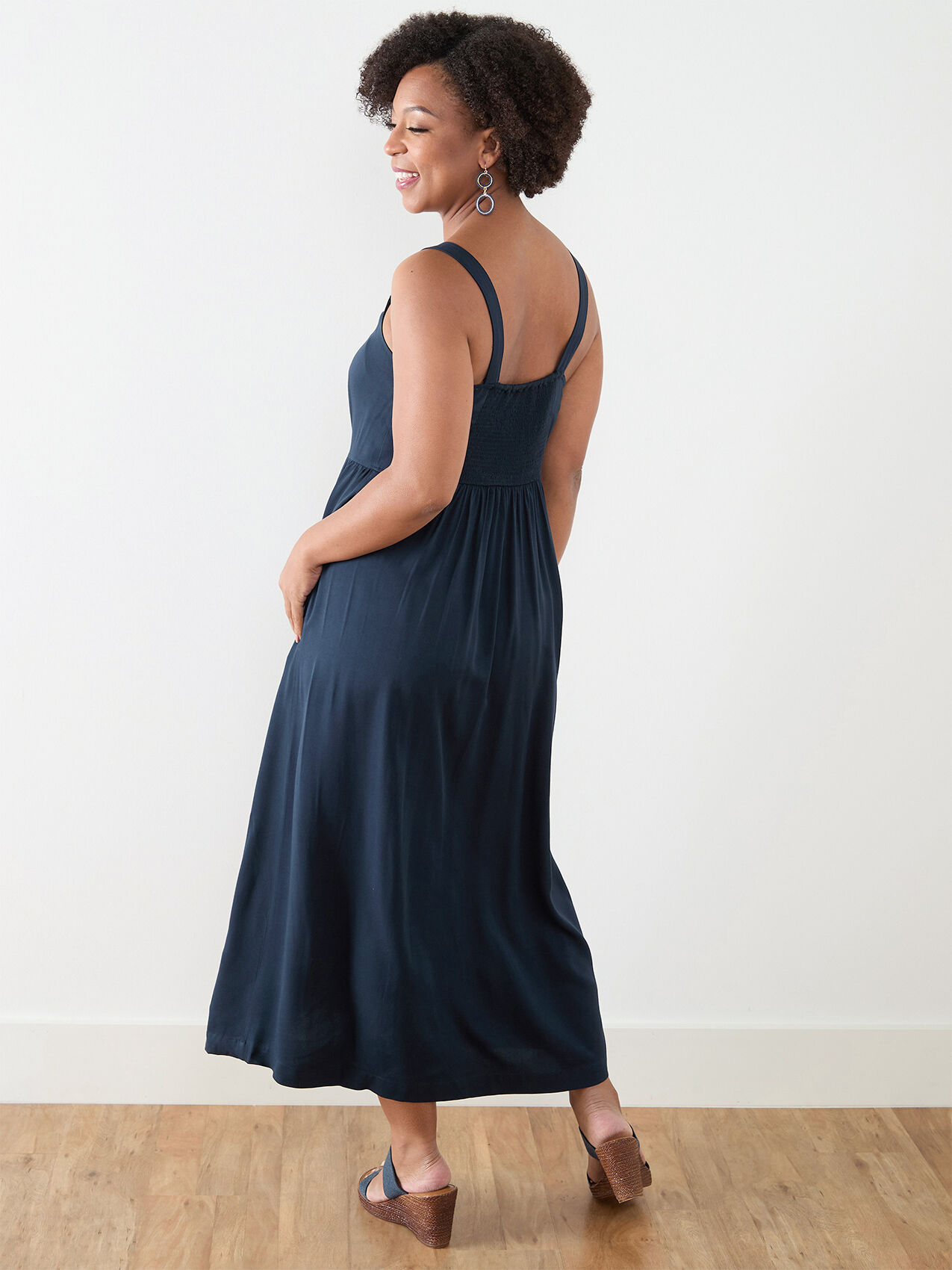 Petite Viscose Button Front Maxi Dress