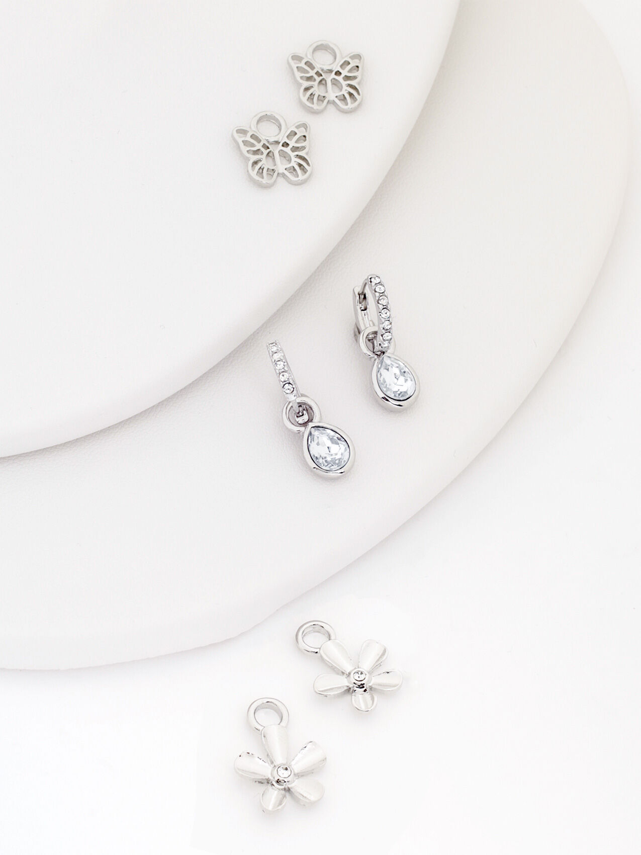 Small Silver Hoops with Interchangeable Charms