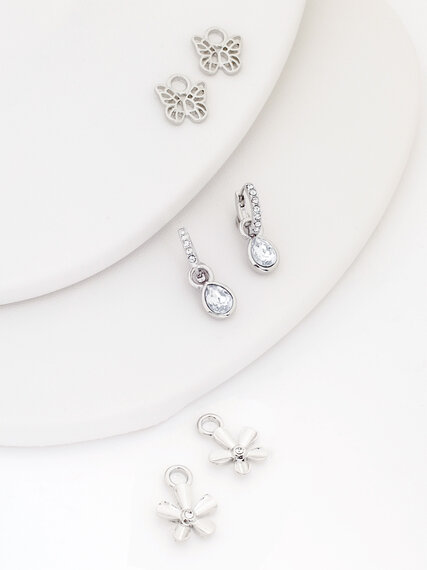 Small Silver Hoops with Interchangeable Charms Image 1