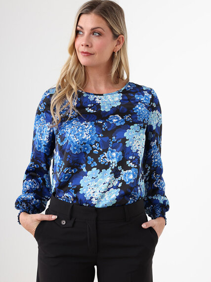 Satin Relaxed Fit Pop-Over Blouse Image 1