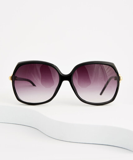 Black Sunglasses with Gold Arm Detail Image 2