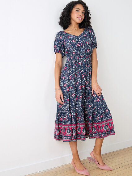 Petite Smocked Midi Dress Image 1