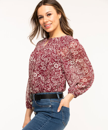 Floral Smocked Balloon Sleeve Blouse Image 3