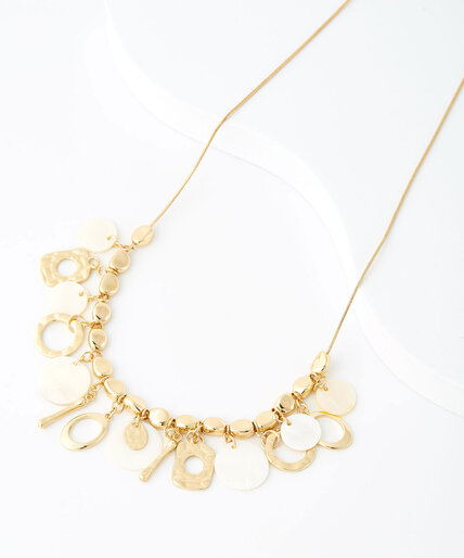 White Shell and Gold Metal Necklace Image 2