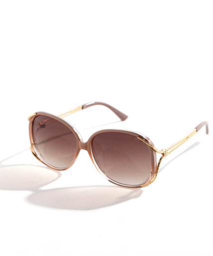 Gold Trim Round Sunglasses Image 3