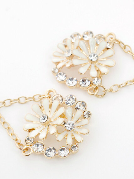 Gold & Ivory Flower Dangle Earrings Image 3