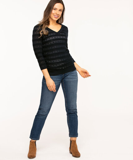 Pointelle V-Neck Sweater Image 2