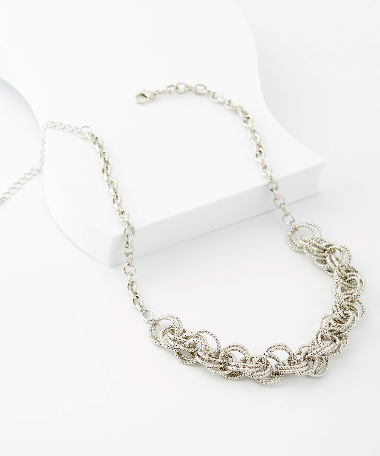 Short Silver Multi-Rings Necklace