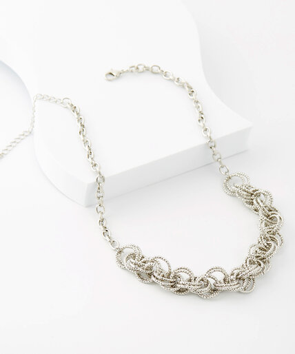 Short Silver Multi-Rings Necklace Image 1