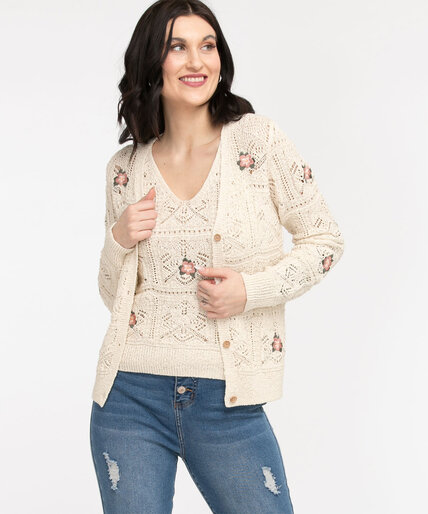 Embroidered Crochet Cardigan Image 1