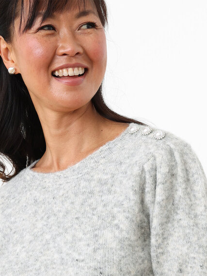 Petite Button-Shoulder Pullover Sweater Image 6