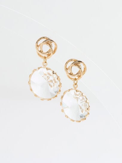 Gold with Glass Stone Drop Earrings