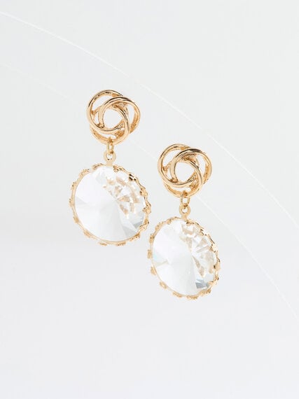 Gold with Glass Stone Drop Earrings Image 4
