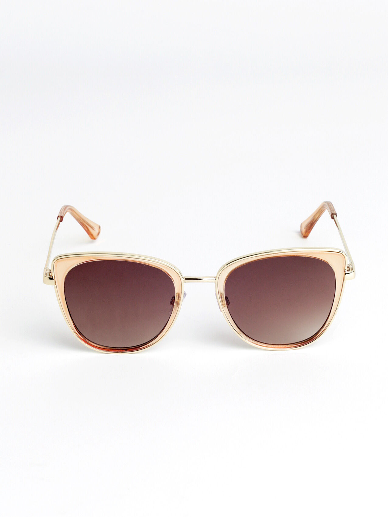 Peach Cat Eye Sunglasses with Gold Metal Arms