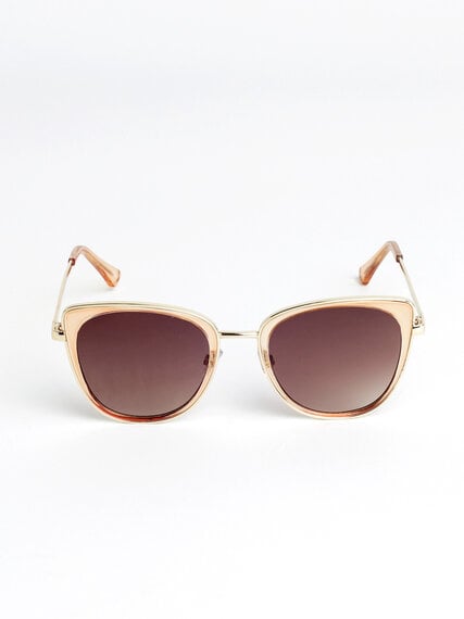 Peach Cat Eye Sunglasses with Gold Metal Arms Image 4