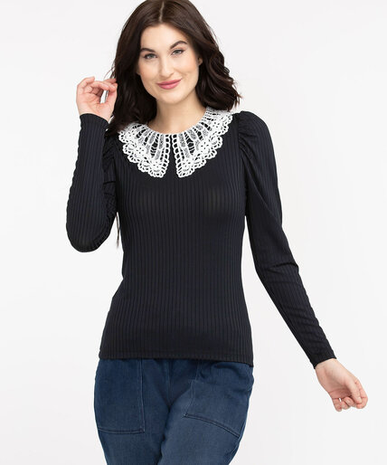 Lace Collar Long Sleeve Top Image 4