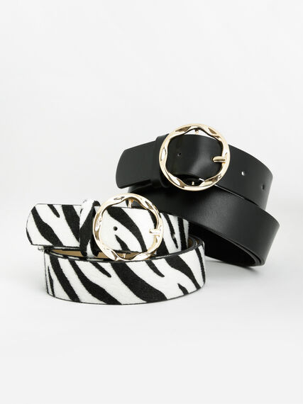 2-Pack Belts: Black and Zebra Print Image 1