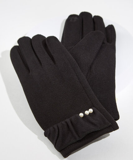 Black Touchscreen Pearl Gloves Image 2