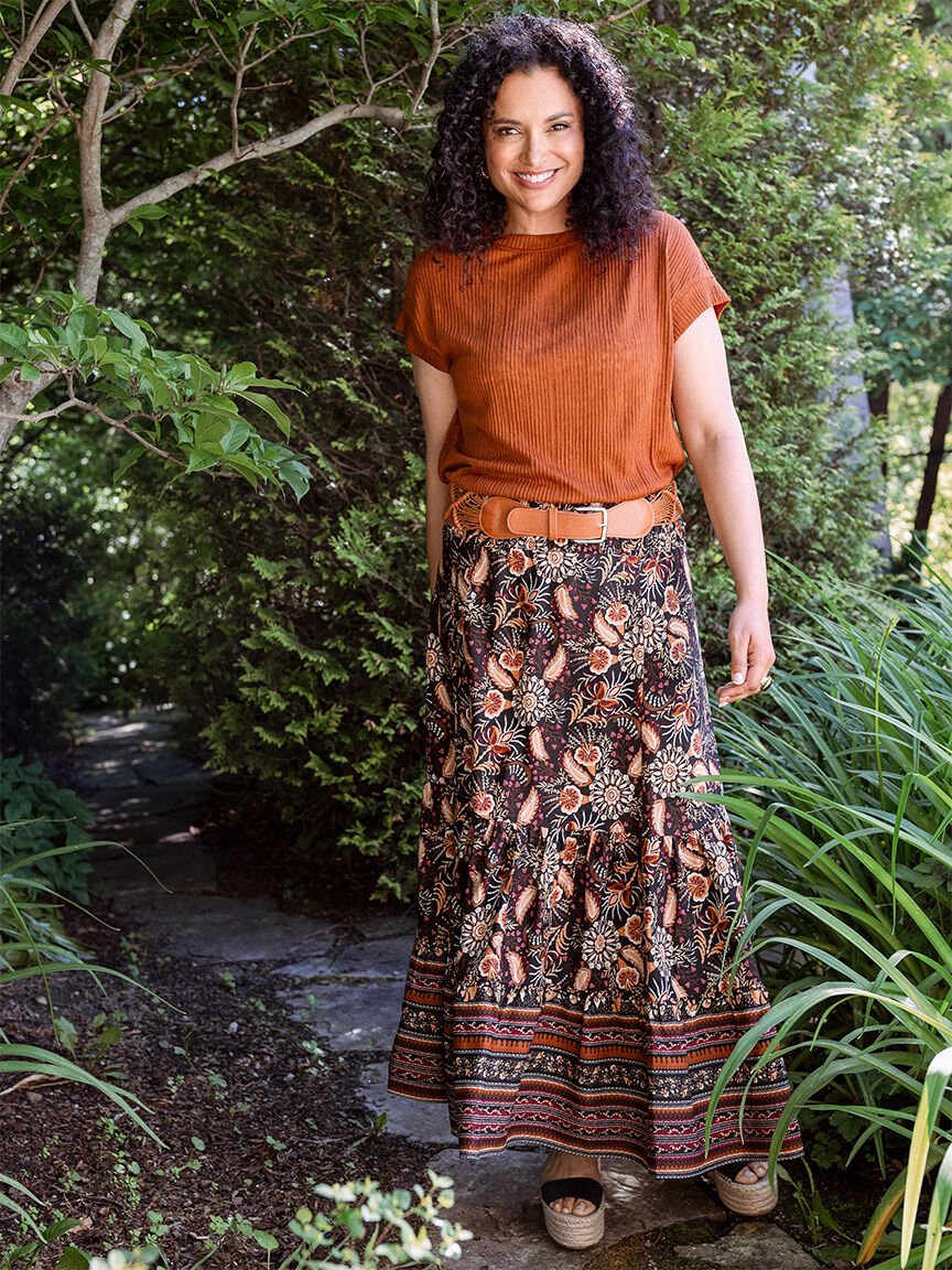 Gauze Button Front Peasant Skirt Cleo 4000010212