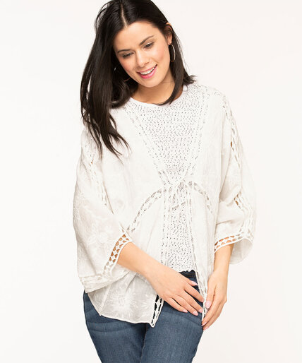 White Soft Embroidered Cocoon Cover-Up Image 4
