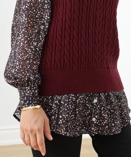 Petite Long Sleeve Blouse with Sweater Fooler Vest Image 5