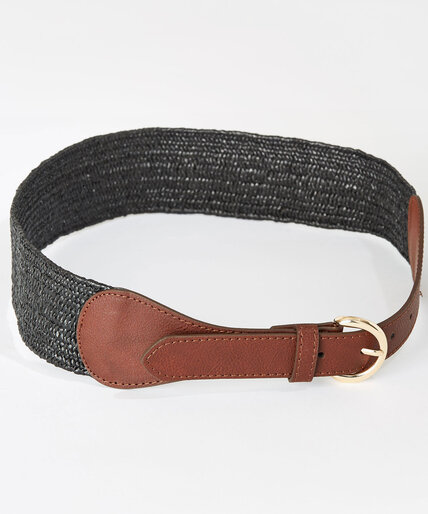 Straw Stretch Belt with Tapered Detail Image 3