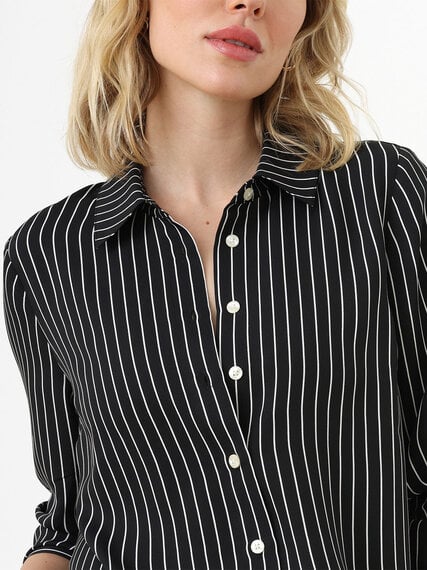 Petite Crepe Relaxed Fit Collared Blouse Image 5