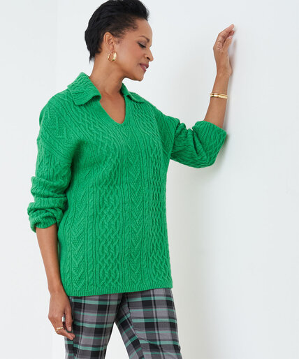 Relaxed Cable Knit Tunic Sweater Image 5