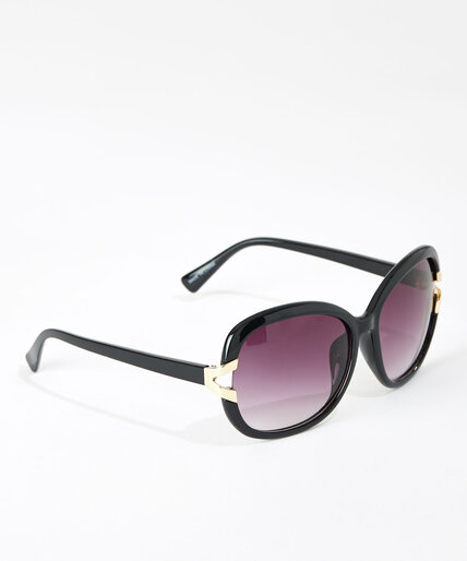 Black Frame Sunglasses with Gold Detail Image 2