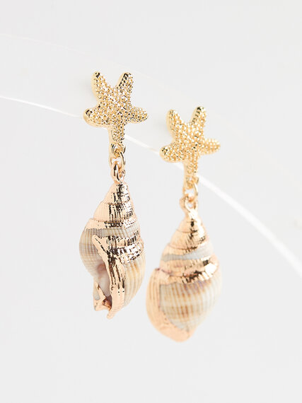 Natural/Gold Sea Shell Earrings Image 5