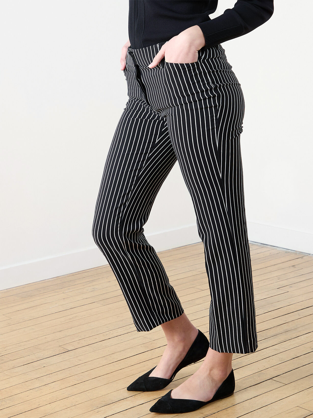 Striped ankle length pants deals