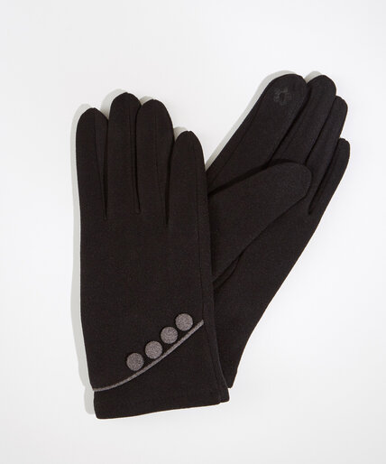 Black Faux Button Touchscreen Gloves  Image 1