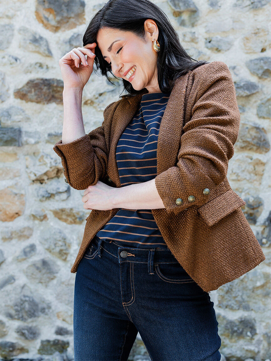 Petite Tobacco Tweed Blazer Cleo 4000010595