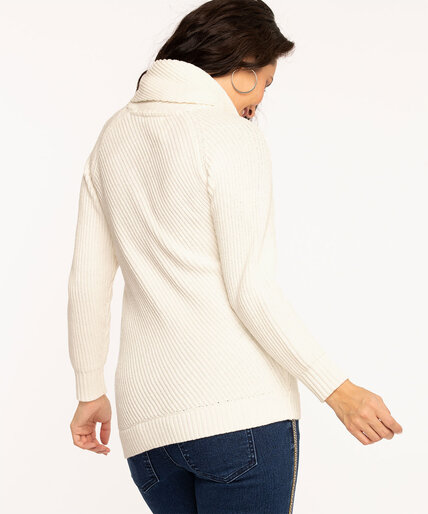 Ivory Zipper Cowl Neck Sweater Image 3
