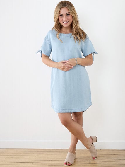 Petite Tie Sleeve Dress with Button Detail Image 4