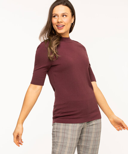 Mock Neck Elbow Sleeve Pullover Image 3