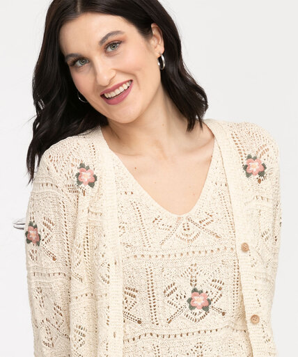 Embroidered Crochet Cardigan Image 2