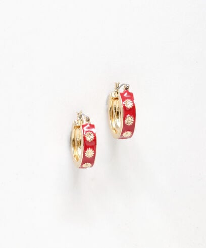 Gold & Red Small Hoop Earrings