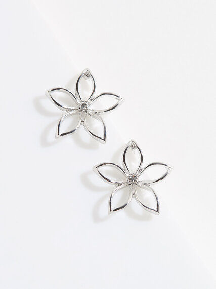 Silver Flower Earrings Image 1