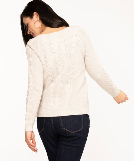 Oatmeal Cable Knit Sweater Image 2
