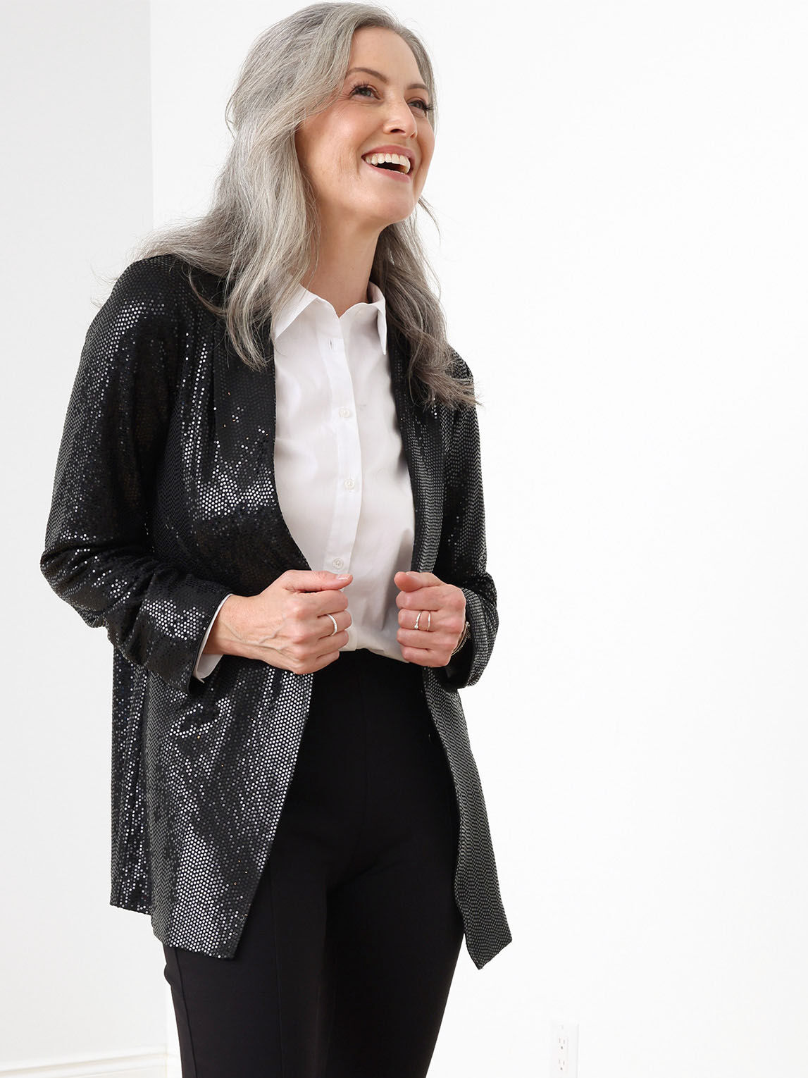 Black sequin blazer plus size store