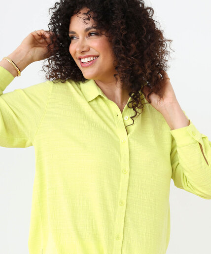 Textured Button Front Shirt Image 6