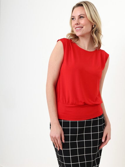 Petite Sleeveless Stretch Top with Banded Hem Image 1
